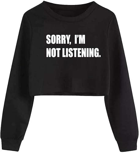 G-Amber Girls Long Sleeve Sweatshirts Kids Crop Print Funny Letters Fashion Pullover Tops - Image 1