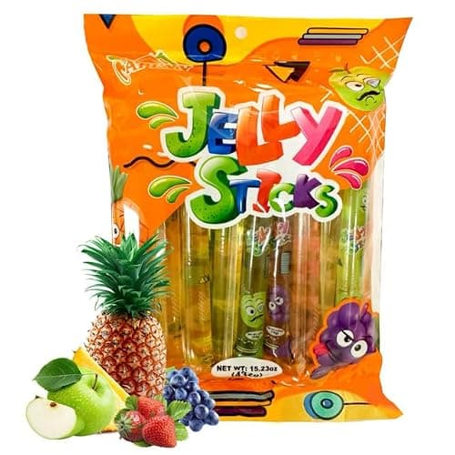 Apexy Jelly Straws, Fruit Jelly Filled Strips, Tiktok Candy Trend Items, Assorted Fruit Jelly Sticks, 15.23oz (432g) - Image 1