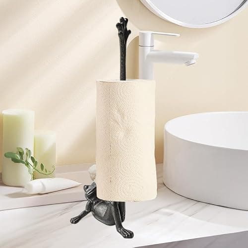 Mozhixue Frog Paper Towel Holder 16.5'' Cast Iron Paper Towel Holder Funny Toilet Paper Holder for The Floor or Counter in The Kitchen or Bathroom Bronze Rustic,Frog thumbnail 2