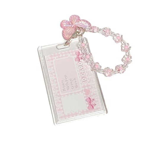 Hileapx Acrylic Butterfly Photocard Holder with Keychain, Cute Photo Card Holder for Kpop Album Card Credit Bank Card ID Badge Holders (No Photocard) - Image 1