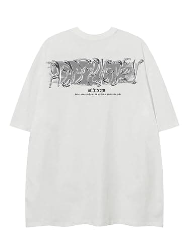 Aelfric Eden Metalic Graphic Tees Men Y2k Oversized T Shirts Women Vintage Tees Unisex Summer Tops - X-Small - White thumbnail 4