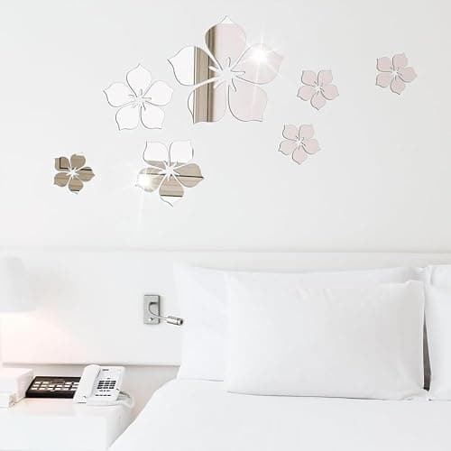QEXUJOW Wandaufkleber,18 Stück Spiegel Wandaufkleber,DIY Kunst Wandtattoos,Verwendet für Die Hintergrunddekoration Von Schlafzimmer,Badezimmer,Zimmer,Wohnzimmer(Silber) thumbnail 4