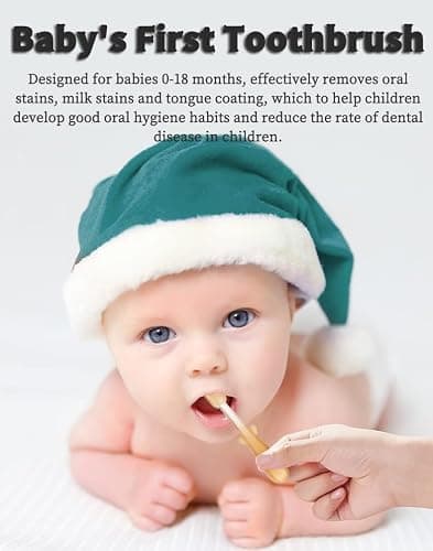 FOKiiBO Baby Silicone Toothbrush Set, Toothbrush + Tongue Brush + Baby Teether + Finger Toothbrush with Cup for Training Teething, 0-18M Infant Toddler Newborn Baby Teeth Brushes (Blue) thumbnail 3