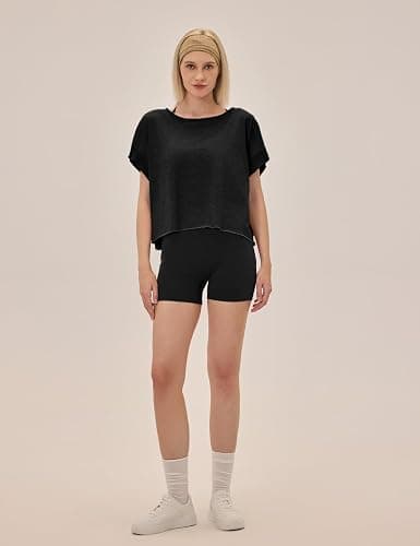 UNIANKIYA Open Back Workout Tops for Women Loose Fit Athletic Crop Tee Short Sleeve Gym Running Yoga Shirt thumbnail 3