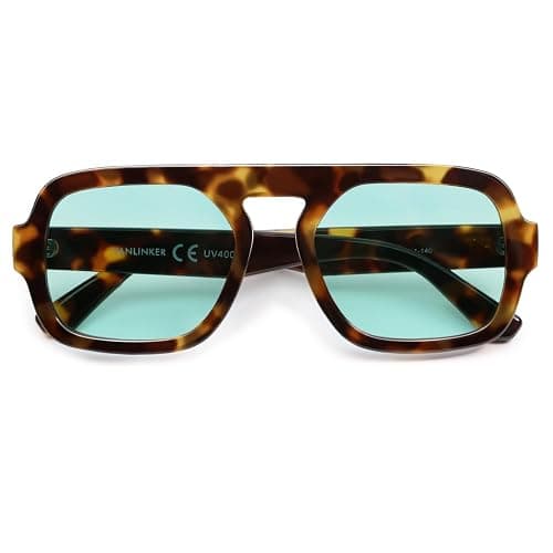 VANLINKER Oversized Retro Square Aviator Sunglasses for Women Men 70s Vintage Style Trendy Big Flat Top Sun Glasses VL9826 thumbnail 3