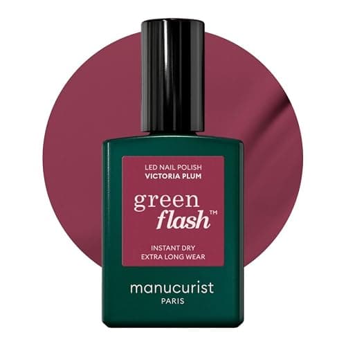 Manucurist • Green Flash LED Gel Nail Polish • Vegan • 12-Free, Plant-Based (58%) Gel Polish • Made in France • 0.5 fl oz (VICTORIA PLUM) - Image 1
