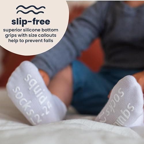 squid socks Cotton Socks | 0-6M, 6-12M, 12-24M, & 2T-3T | Grip Ankle Socks that Stay On | As Seen on Shark Tank thumbnail 5