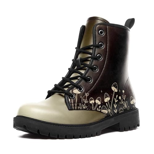 AWSOLE Fashion Ankle Boots For Men Women Floral Mushroom Star Trendy Lace Up Unisex Booties Combat Trendy Street Wear Boots - Image 1