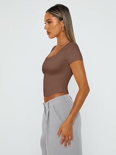 Trendy Queen Tshirts Shirts for Women Double Lined Going Out Crop Tops 2025 Spring Summer Workout Y2k Clothes Beach Fashion thumbnail 4