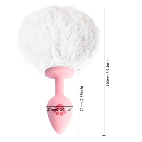 Tabuy Bunny Tail Anal Butt Plug Anal Silicone Anal Plug Fluffy Rabbit Tail Sex Toys Cute Sexy Cosplay Adult Games for Men or Women (White) thumbnail 7