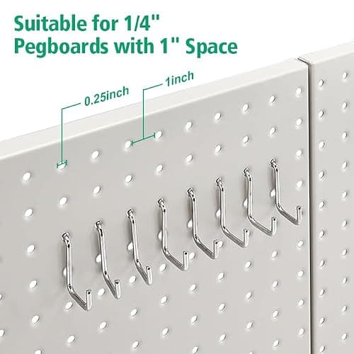 Amazon Basics Rectangular Metal Pegboard Wall Organizer, Tool Storage Organization System, Rust and Scratch Resistant, 48-Piece Kit, Gray thumbnail 3