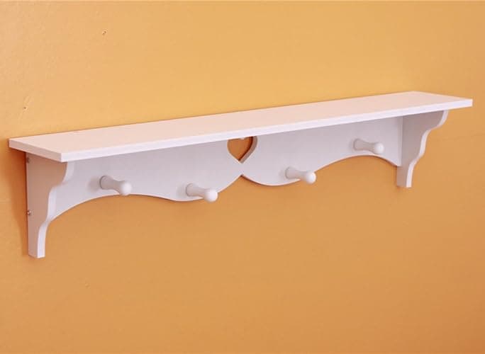 Wall shelf Heart-Shaped Wall Hanging Eureopean Style Wood (White) thumbnail 4
