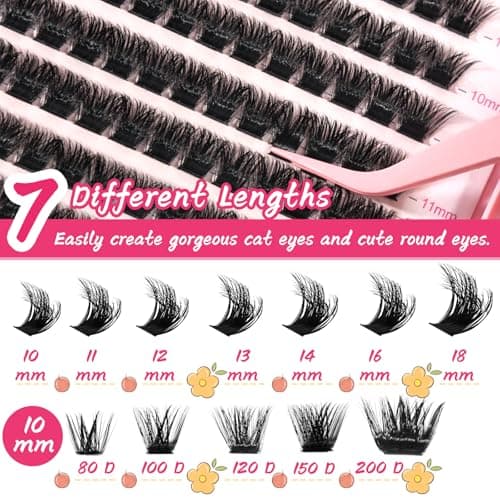 Lash Clusters 80D 100D Eyelash Clusters Volume Thick 10-18mm D Curl Soft Individual DIY Lash Extensions Fluffy Wispy Lightweight Reusable Natural Look at Home for Beginners(518 Pcs) thumbnail 5