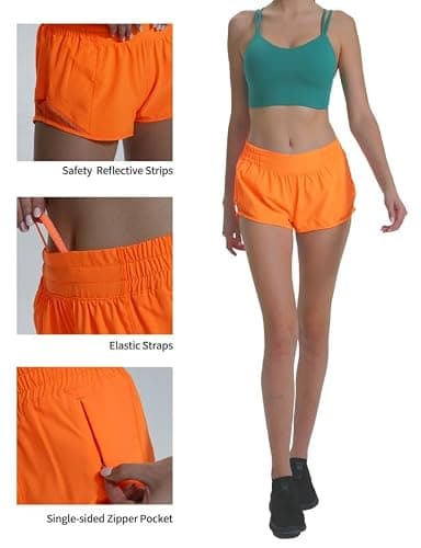 AugIris Athletic Running Shorts for Women with Zipper Pocket Soft Gym Workout Shorts with Mesh Liner Qucky Dry thumbnail 3