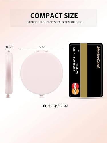 Getinbulk Compact Mirror for Purse, Double-Sided 1X/2X Magnifying Metal Pocket Makeup Mirrors(Round,Pink Marshmallow) thumbnail 2