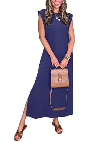 REORIA Women's Summer Vacation Long Maxi Dress Casual Sundresses Beach Dresses with Pockets - Image 1