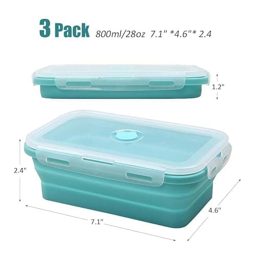 Alimat PluS Silicone Food Storage Containers with Lids, 3 Pack Set 27oz(800ml) Collapsible Meal Prep Lunch Containers, Microwave, Freezer and Dishwasher Safe thumbnail 3