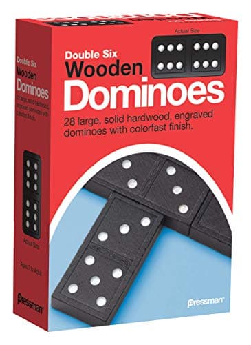 Pressman Toy Double Six Wooden Dominoes, 28 Pieces Wooden Dominoes Six - Image 1
