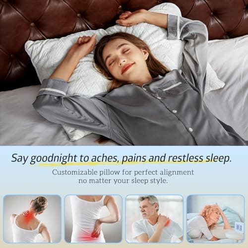 BETU Cooling Pillows Queen Size Set of 2, Shredded Memory Foam Pillows Cool for Hot Sleepers, Adjustable Firm Soft Support Bed Pillows Perfect for Back Neck Pain and Side Sleeping with Cover, White thumbnail 4