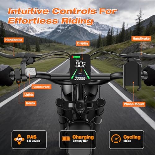 GWEIT Electric Bike for Adults, Electric Dirt Bike with 2500W Peak Motor, 36Mph & 65 Miles Range, Off-Road Ebike with NFC Unlock, 48V 20AH Removable Battery, 20" Fat Tire Commuter E Bike thumbnail 6