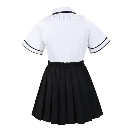 Girls' School Uniform Skirt Set，Girls Bow Tie Shirt Top with Pleated Mini Skirt Suit Costume Cute Student Outfit Set thumbnail 2