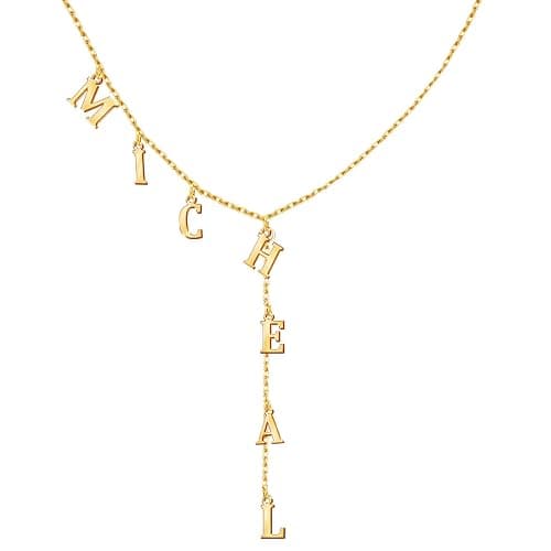 Custom Lariat Name Necklace Personalized Letter Initial Necklace 18K Gold Plated Long Necklace Customized Jewelry Gifts for her, Gifts for mom thumbnail 9