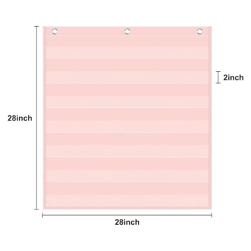 Godery Pink 7 Pocket Chart for Classroom (28" x 28")(Pink) thumbnail 3
