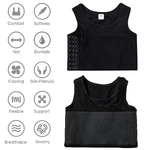 XUJI Transgender FTM Breathable Cotton Elastic Band Colors Chest Binder Tank Top (M-6XL) thumbnail 5
