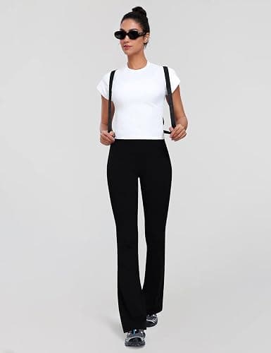 HeyNuts Harmony Flare Leggings 29"/30.5"/32.5"/34.5" | High Waisted, Wide Leg, Bootcut, Yoga, Casual, Lounge, Tummy Control, Compression, Buttery Soft, Inner pocket, for Women thumbnail 2