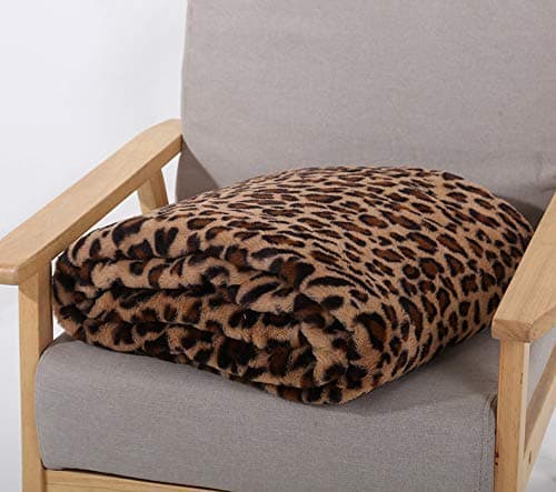 Velboa Super Soft Leopard Blanket Double Layer Bedding Thick Sofa Cover Furry Fuzzy Fax Fur Throw Blanket (Brown,63 x 79 Inch) thumbnail 3