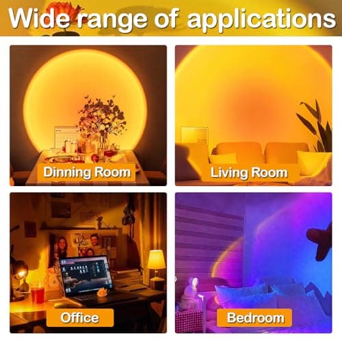 Sunset Lamp Projector Led Lights for Room, 360 Degree Rotation Sunlight Lamp Set Mood Lighting Bedroom Decor (Sunset) thumbnail 6