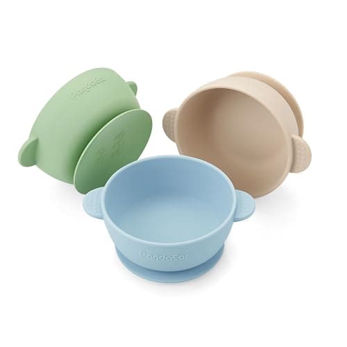PandaEar 3 Pack Baby Bowls with Suction| Stay Put Silicone Food Bowl for Babies Kids Toddlers Infants| Food Grade Soft Safe BPA-Free Silicone (Multi-Color) - Image 1