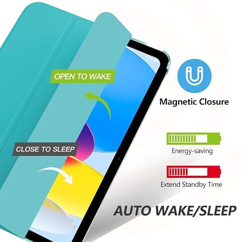 MoKo for iPad (A16) 11th Generation Case, iPad 10th Gen Case, Pagoda Blue | For iPad 11/10.9 Inch Case 2025/2022, Slim Stand Hard PC Translucent Back Shell Smart Cover,Support Touch ID,Auto Wake/Sleep thumbnail 4