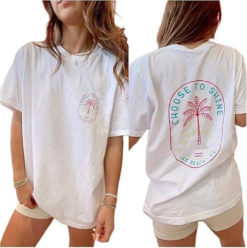 Women Teen Girls Oversized Graphic T Shirts Short Sleeve Aesthetic Ocean Animal Baggy Top Y2K Summer Beach Tees - Image 1
