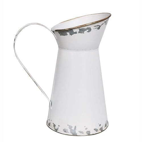 APSOONSELL Rustic Shabby Chic Vase Small Metal Vase Vintage Milk Jug Mini Pitcher Decorative Flower Vase Farmhouse Decor for Home, Kitchen, Bathroom thumbnail 3