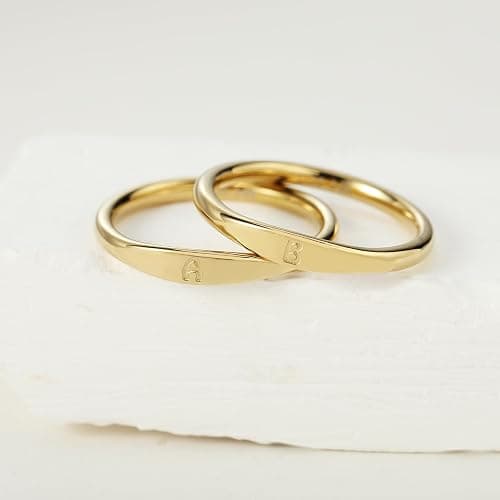 YURZA Gold Initial Rings for Women Non Tarnish Thumb Rings for Teen Girls 14K Gold plated for Women thumbnail 3