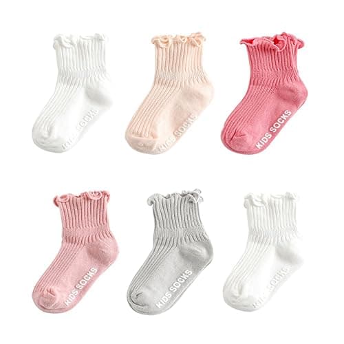 Zumou Toddler Anti Slip Non Skid Socks Baby Little Girls Frilly Ruffle 6 Pairs - Image 1