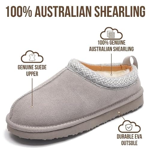 Project Cloud 100% Genuine Leather Womens Slippers with Genuine Australian Shearling Fur Lining Slippers for Women - Non-Slip EVA with Memory Foam Fuzzy Slippers Women Footwear (Nerita) thumbnail 2
