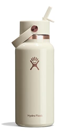 HYDRO FLASK Water Bottle - Insulated Stainless Steel - Wide Mouth Flex Straw Lid, Non Spill, Leakproof and Refillable in 32 Oz Linen Rose Gold - Image 1