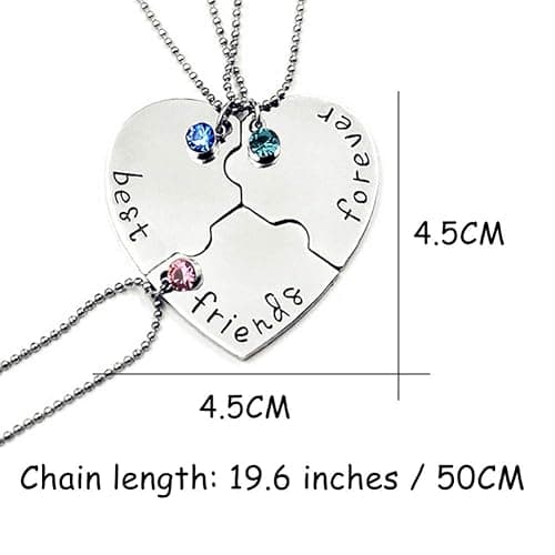 Best Friends Forever and Ever Necklace with Crystal Broken Heart Charm Pendant Set Friendship Necklace thumbnail 5