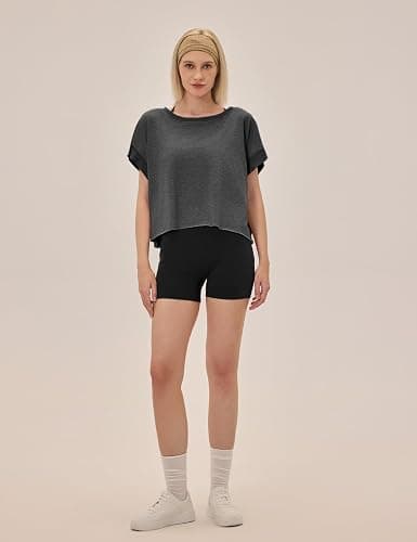 UNIANKIYA Open Back Workout Tops for Women Loose Fit Athletic Crop Tee Short Sleeve Gym Running Yoga Shirt thumbnail 3
