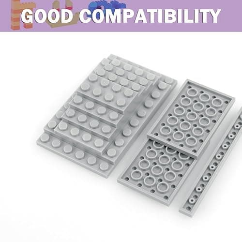 MALEKO 135 Pieces Classic Base Plates Multipack, 13 Sizes Small Baseplates for Building Bricks, Flat Boards Compatible with Major Brands Blocks, Light Grey thumbnail 3