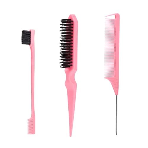 SWEET VIEW 3 Pcs Slick Back Hair Brush | Rat Tail Comb, Edge | Bristle Brush, Sleek Ponytail/Bun Smoothing Baby Hair & Flyaways - Image 1