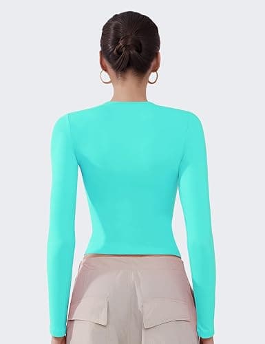 Women's Soft Long Sleeve Shirts Crew Neck Tops Basic Tees Stretchy Going Out Crop Tops Y2K Slim Fit T-Shirts thumbnail 6