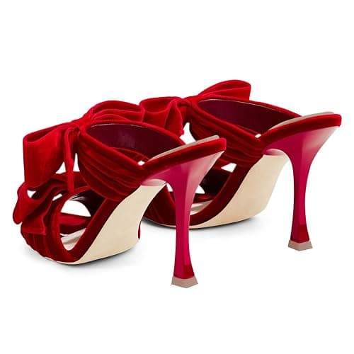 FSJ Women Sexy Two Bows Open Toe Mules Stiletto High Heel Slip On Party Evening Slides Shoes Size 4-15 US thumbnail 4
