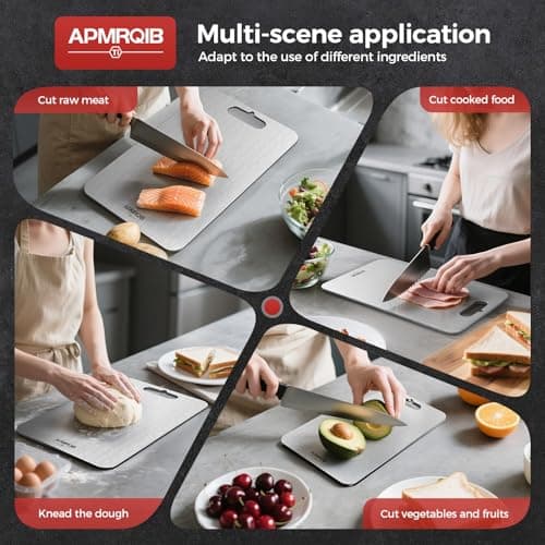 APMRQIB Titanium Cutting Board Set of 3,100% Pure Titanium Cutting Boards for Kitchen, Double Sided Non Toxic Cutting Board, Ideal Charcuterie & Chopping for Meat, Hygiene Durable Dishwashr（3 Pack) thumbnail 8