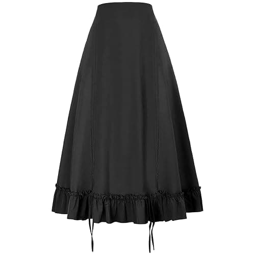 Xiaojmake Women Medieval Renaissance Dress Ruffled Pirate Skirt High Low Steampunk Gothic Maxi Skirts Victorian Ruffled Skirt thumbnail 5