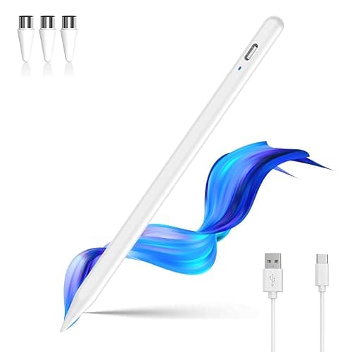Universal Stylus Pen for Touchscreen for Android & iOS Phones/Tablet | Magnetic iPad Pencil for Writing/Drawing with 3 Durable POM Tip,Stylus Pen for iPad/Pro/iPhone/Samsung/Lenovo/Huawei,White - Image 1