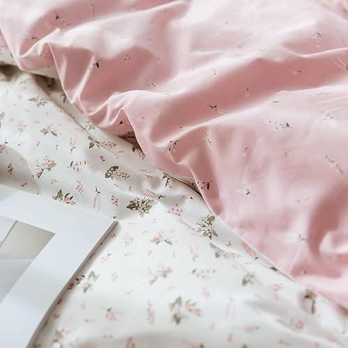 TISPLR Floral Comforter Set Full Soft Bedding Comforter Set 3 Pieces Garden Style Pink Flower Print Botanical Flowers Comforter Set for All Seasons 1 Comforter and 2 Pillowcases (Floral, Full) thumbnail 6