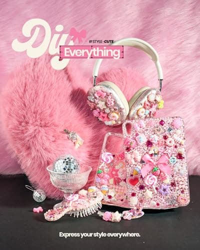 DoDoBeads 1430 Pcs Junk Phone Case Decoration Kit, Charms for Customizing Cases, Kawaii Bow, Letter Beads, Nail Accessories, Flatback Pearls, Rhinestones, Cute Aesthetic Decor for Personalization thumbnail 5
